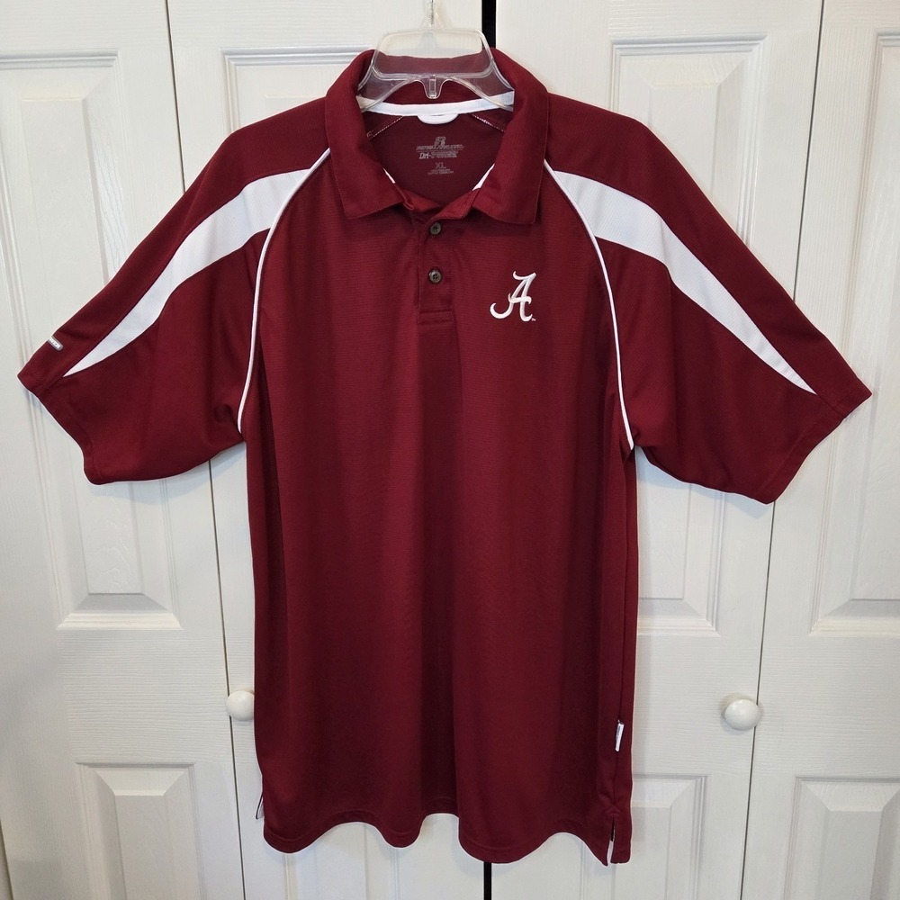 Alabama Crimson Tide Polo Shirt BAMA Russell Athletic Short Sleeve Men Large